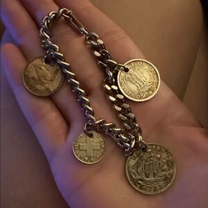 Vintage Gold Coin Charm Bracelet